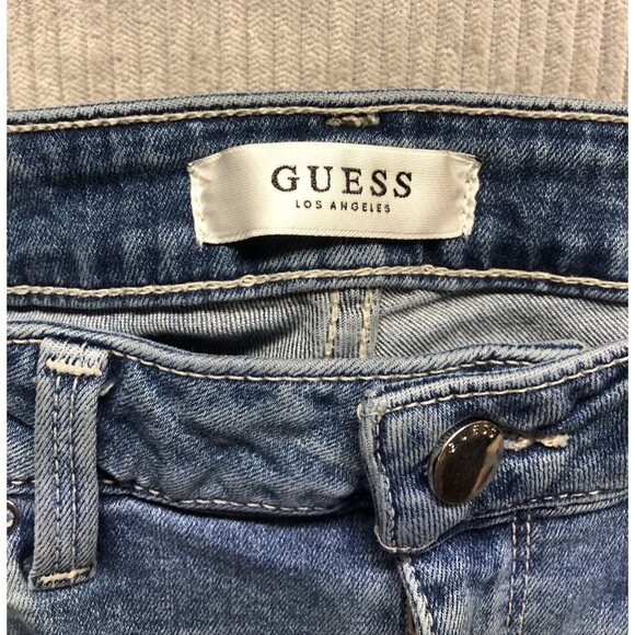 Guess Denim Jeans Size 27R Power Stretch Skinny Distressed Factory Destroyed - Picture 5 of 16